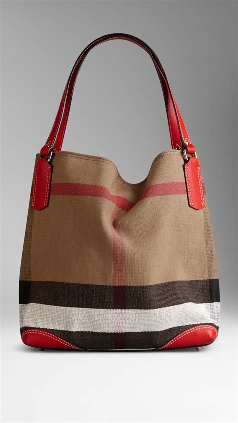 Burberry medium canvas check tote